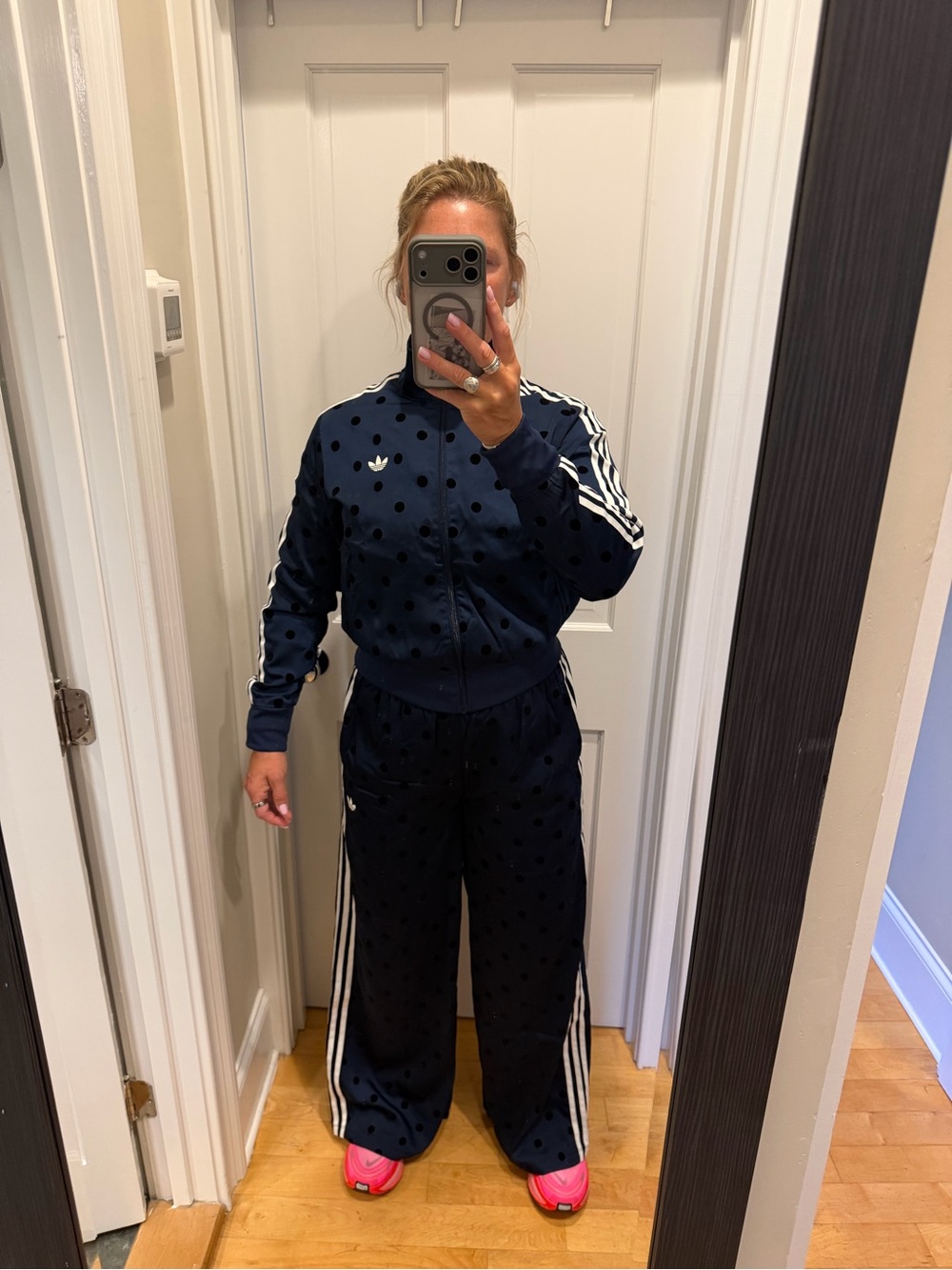 NWT ADIDAS Navy Polka Dot Track Jacket & Wide Leg Pants - Picture 11 of 11